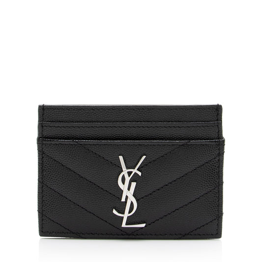 Saint Laurent Grain de Poudre Monogram Card Case (SHF-23687)