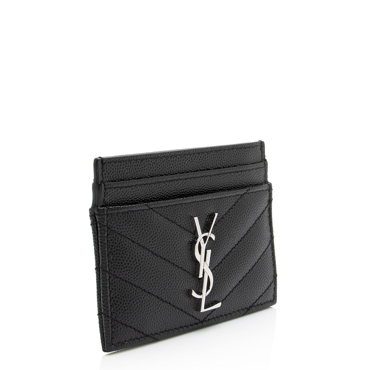 Saint Laurent Grain de Poudre Monogram Card Case (SHF-23687)