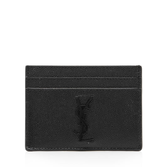Saint Laurent Grain de Poudre Monogram Card Case (SHF-23859)