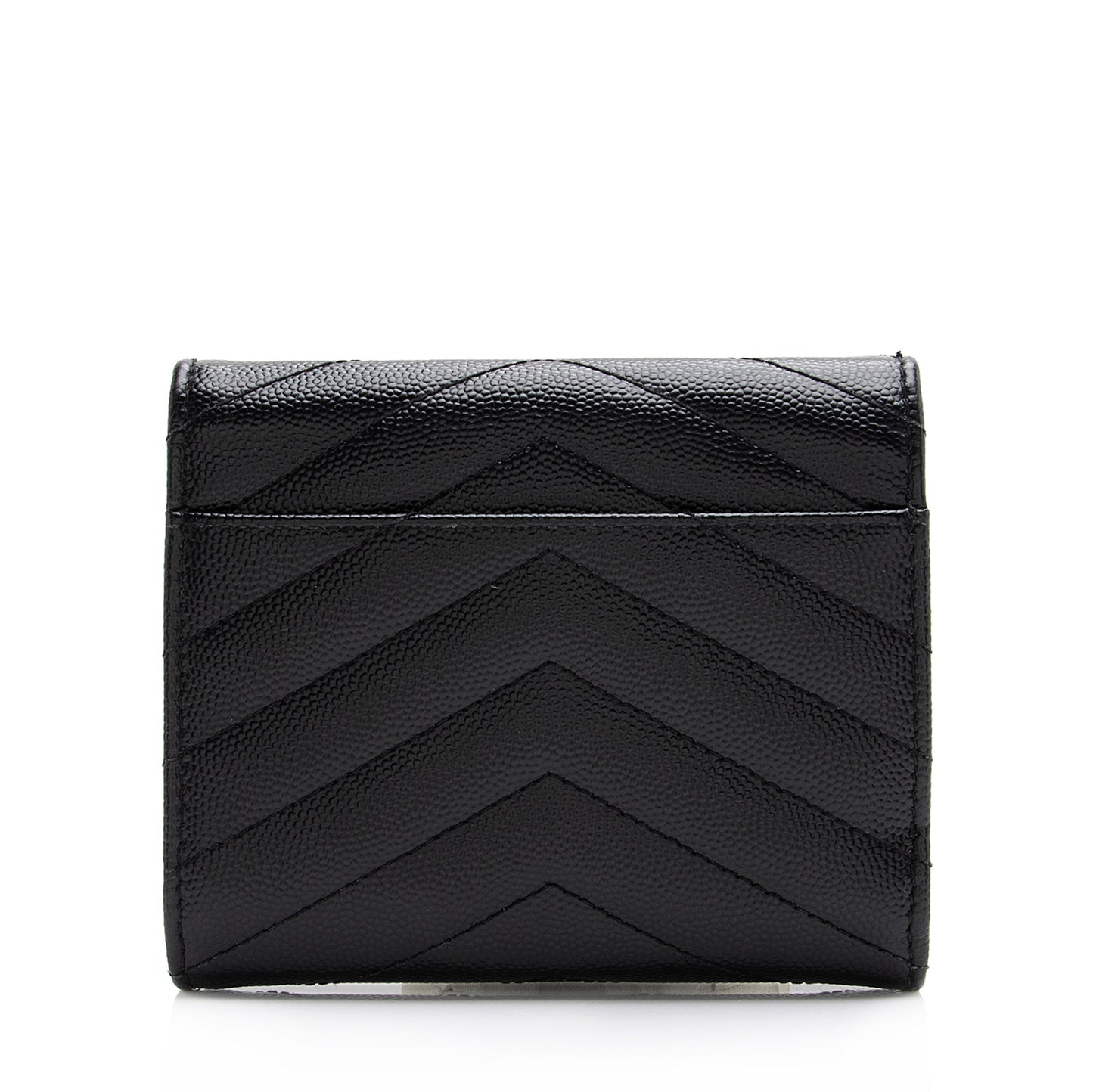 Saint Laurent Grain de Poudre Monogram Compact Tri-Fold Wallet (SHF-23573)