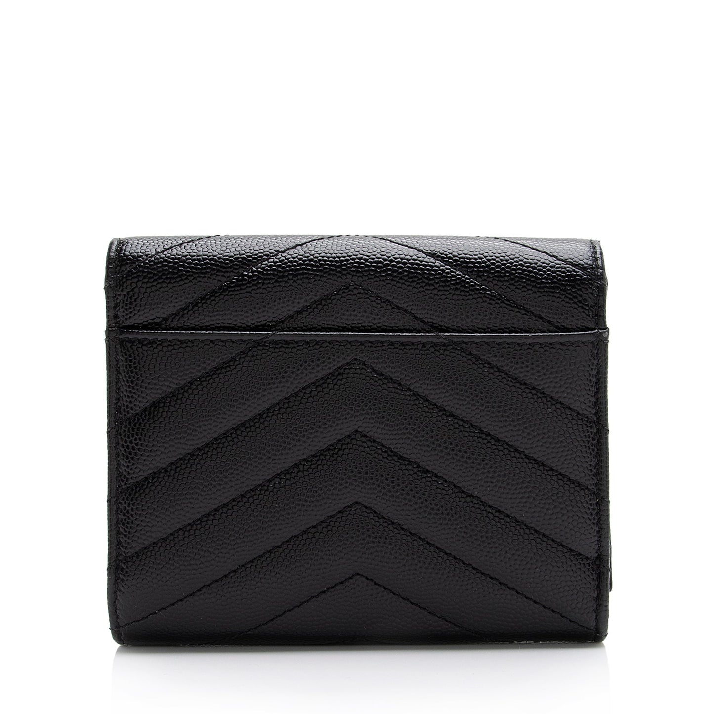 Saint Laurent Grain de Poudre Monogram Compact Tri-Fold Wallet (SHF-23574)