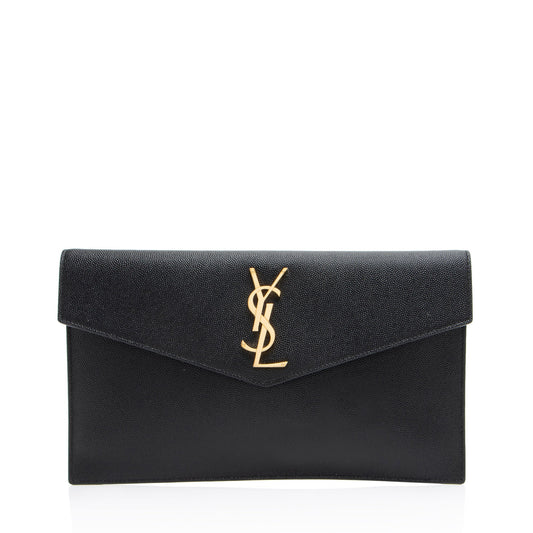 Saint Laurent Grain de Poudre Monogram Uptown Envelope Clutch