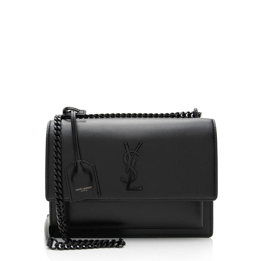 Saint Laurent Grained Calfskin Monogram Sunset Medium Shoulder Bag (SHF-kSaHp8)