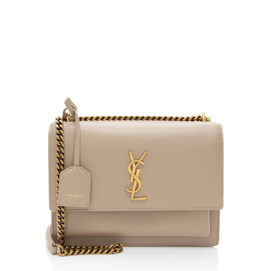 Saint Laurent Grained Calfskin Monogram Sunset Medium Shoulder Bag
