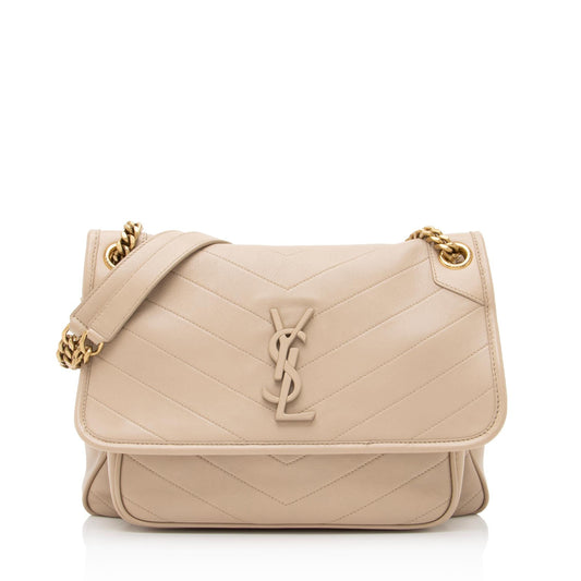 Saint Laurent Lambskin Monogram Niki Medium Shoulder Bag (SHF-23275)