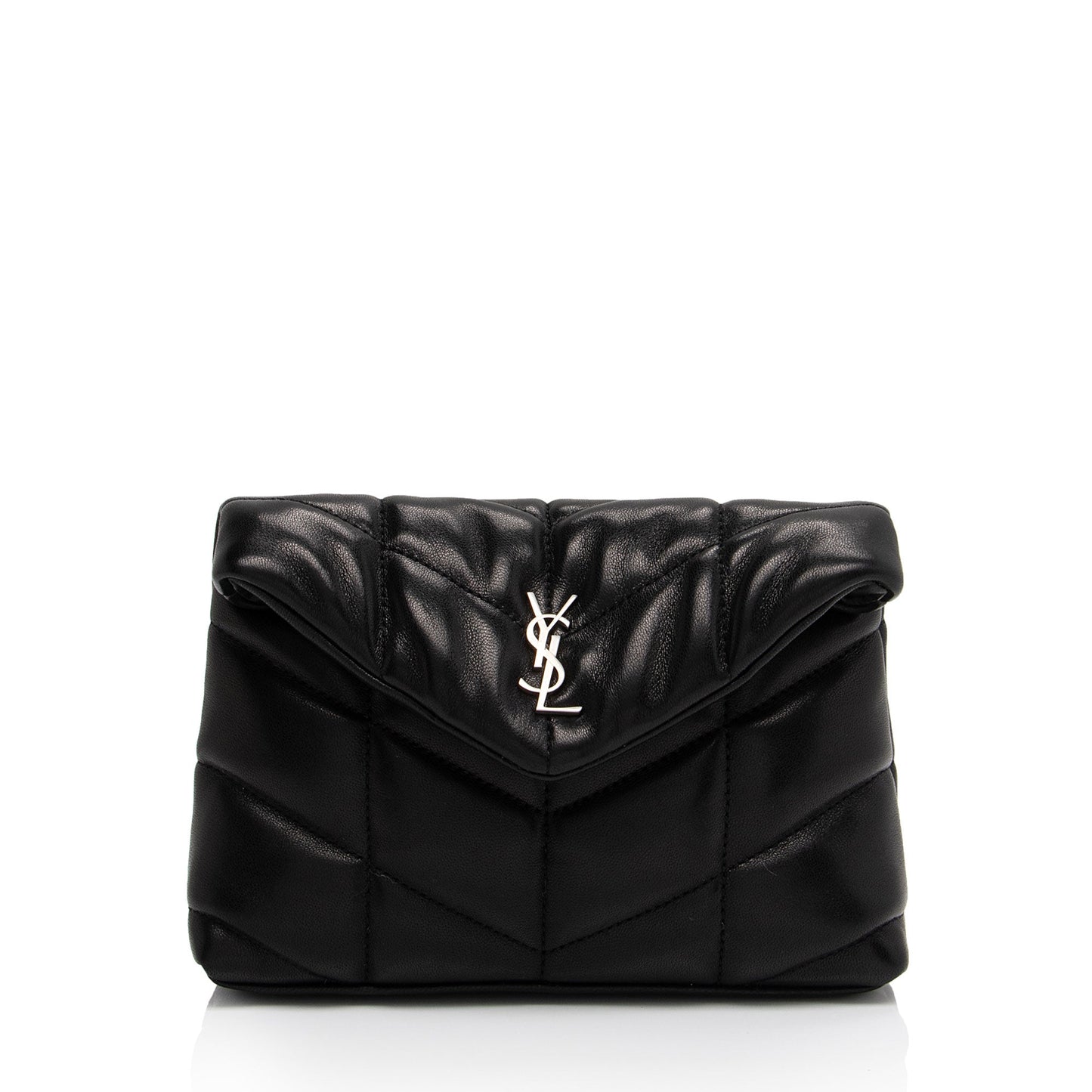 Saint Laurent Lambskin Monogram Puffer LouLou Small Clutch (SHF-mMsAcC)