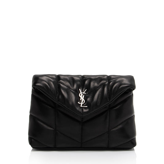Saint Laurent Lambskin Monogram Puffer LouLou Small Clutch (SHF-mMsAcC)