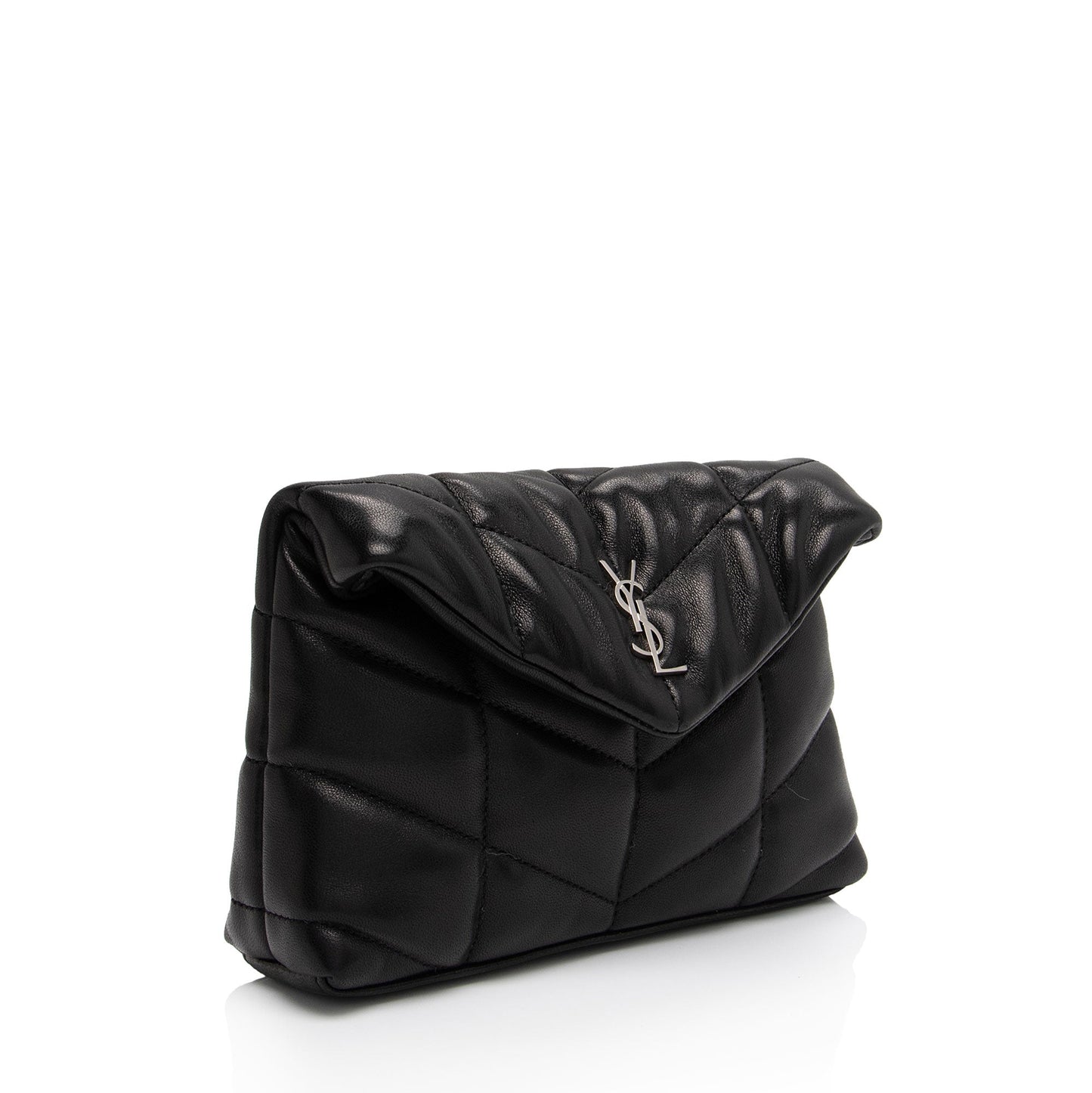 Saint Laurent Lambskin Monogram Puffer LouLou Small Clutch (SHF-mMsAcC)