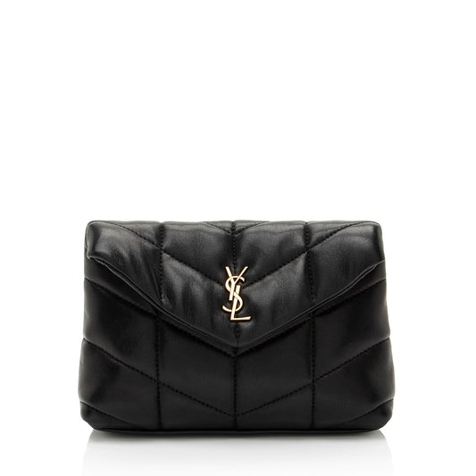Saint Laurent Lambskin Monogram Puffer LouLou Small Clutch