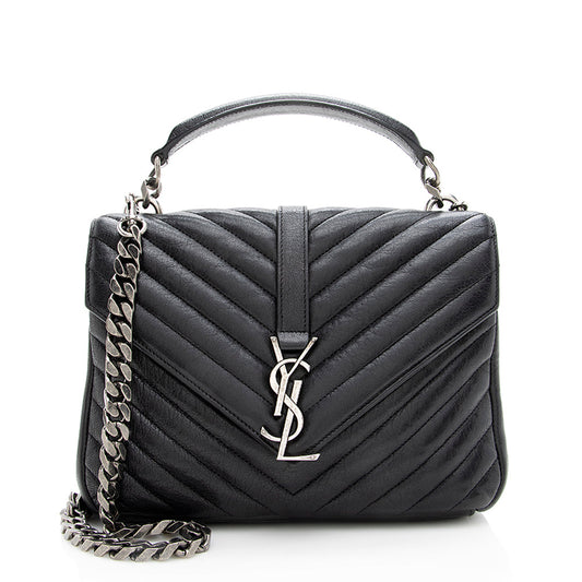 Saint Laurent Matelasse Calfskin Monogram Medium College Top Handle Bag (SHF-18909)