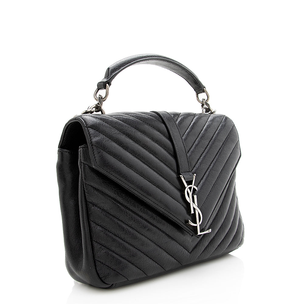 Saint Laurent Matelasse Calfskin Monogram Medium College Top Handle Bag (SHF-18909)