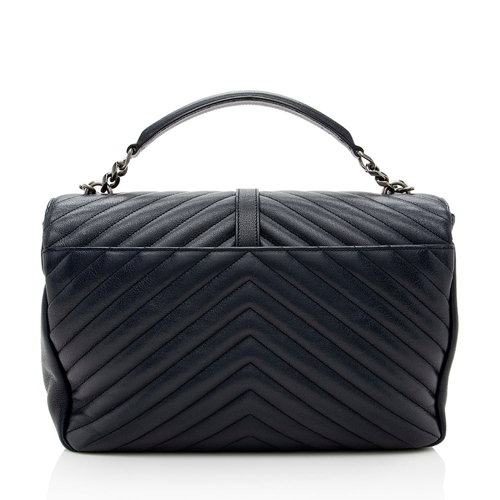 Saint Laurent Matelasse Calfskin Classic Monogram College Large Shoulder Bag (SHF-18581)