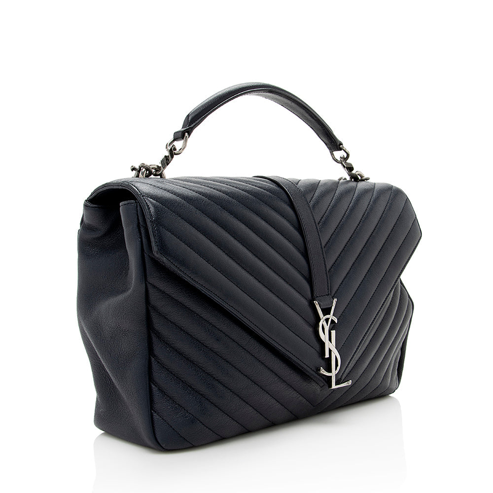 Saint Laurent Matelasse Calfskin Classic Monogram College Large Shoulder Bag (SHF-18581)