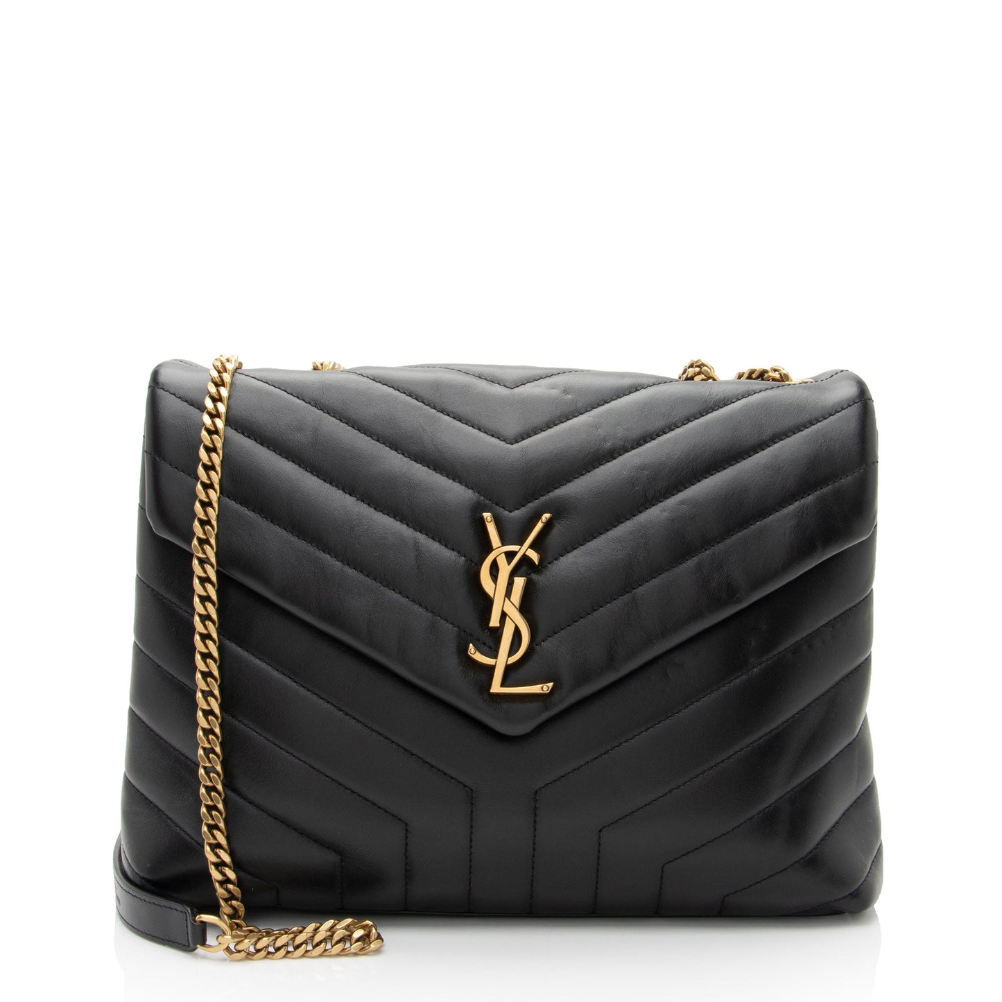 Saint Laurent Matelasse Calfskin Monogram LouLou Chain Medium Shoulder Bag (SHF-ksqMxY)