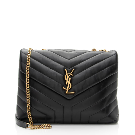 Saint Laurent Matelasse Calfskin Monogram LouLou Chain Medium Shoulder Bag (SHF-ksqMxY)