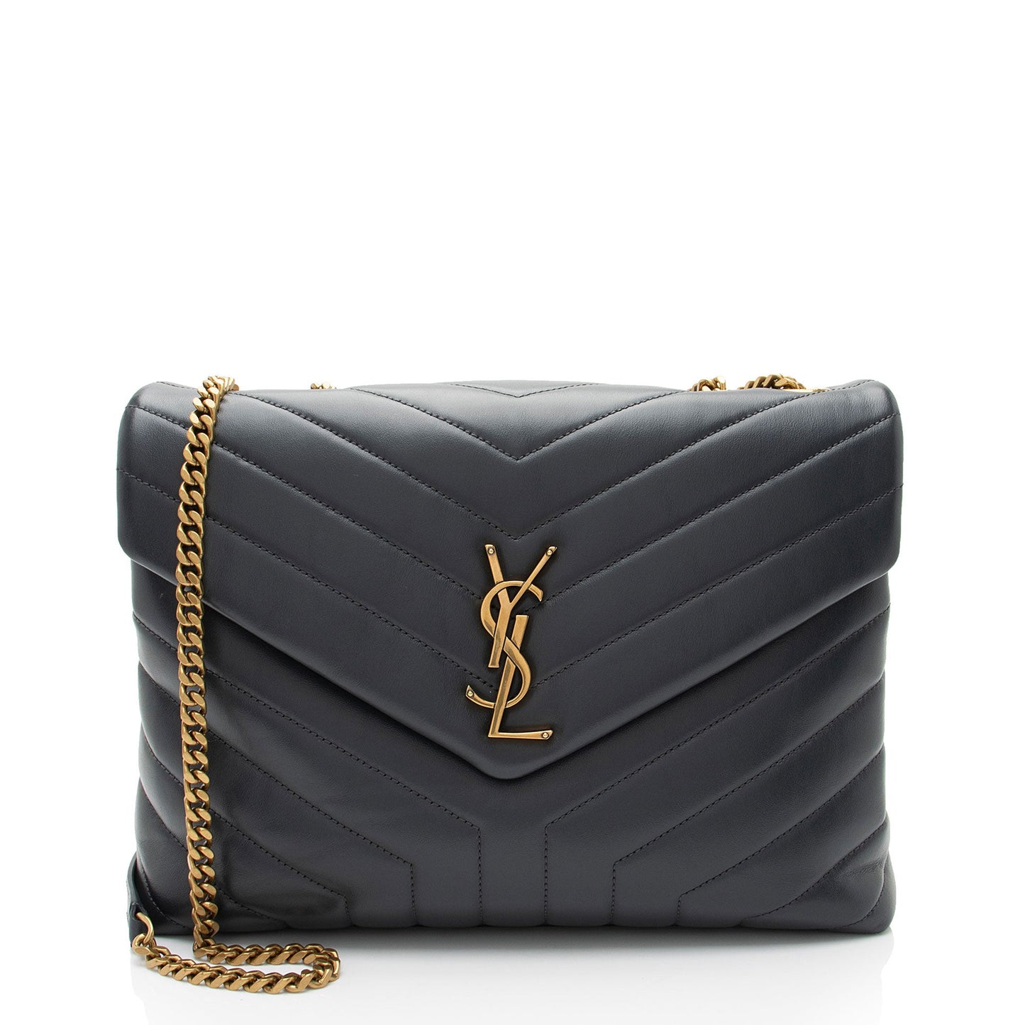 Saint Laurent Matelasse Calfskin Monogram LouLou Chain Medium Shoulder Bag (SHF-Q1vmZO)