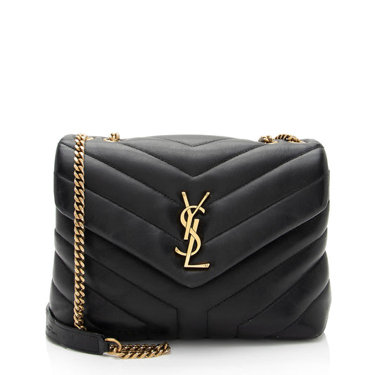 Saint Laurent Matelasse Calfskin Monogram LouLou Chain Small Crossbody Bag (SHF-s725vF)