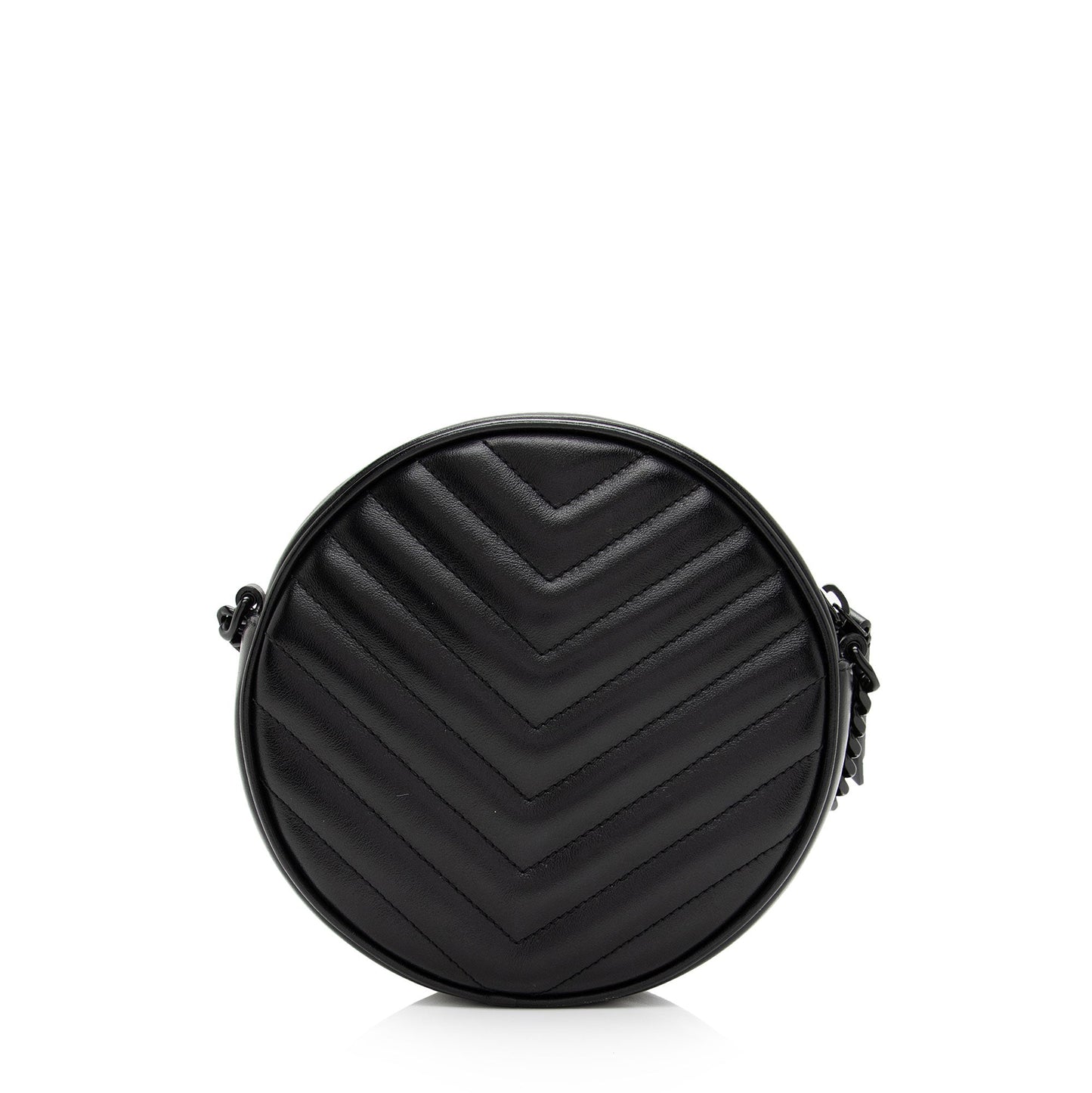 Saint Laurent Matelasse Calfskin Monogram Vinyle Round Camera Bag (SHF-TICycU)