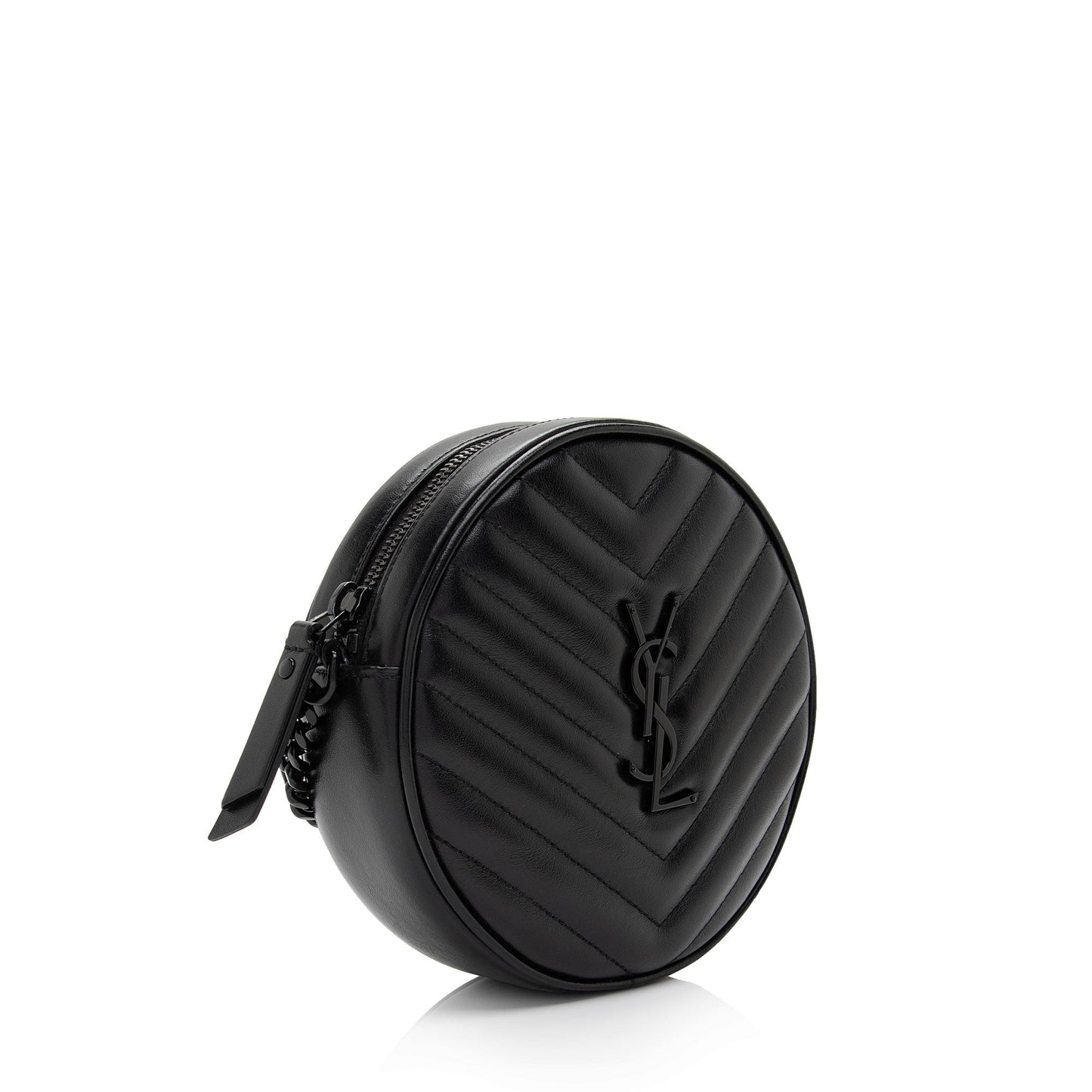 Saint Laurent Matelasse Calfskin Monogram Vinyle Round Camera Bag (SHF-TICycU)