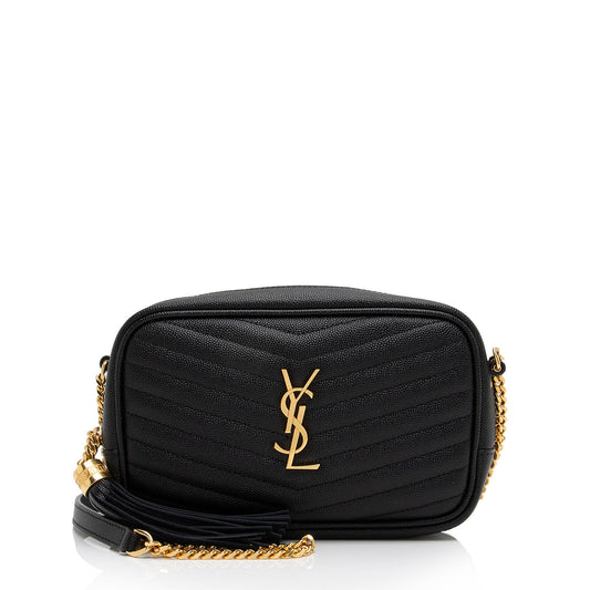 Saint Laurent Matelasse Grain de Poudre Monogram Lou Mini Camera Bag (SHF-TAc6LT)