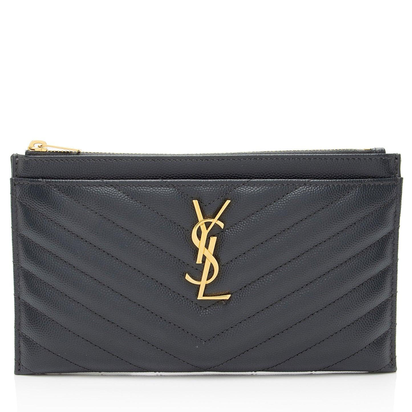 Saint Laurent Matelasse Grain de Poudre Monogram Bill Pouch