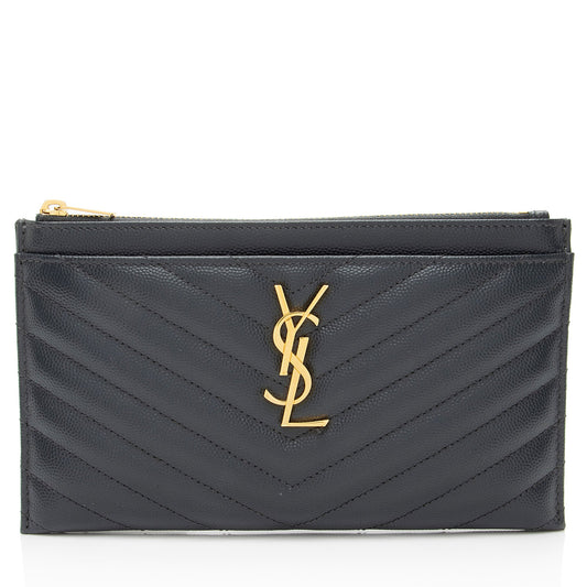 Saint Laurent Matelasse Grain de Poudre Monogram Bill Pouch