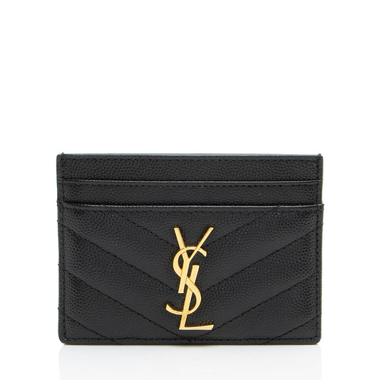 Saint Laurent Matelasse Grain de Poudre Monogram Card Case