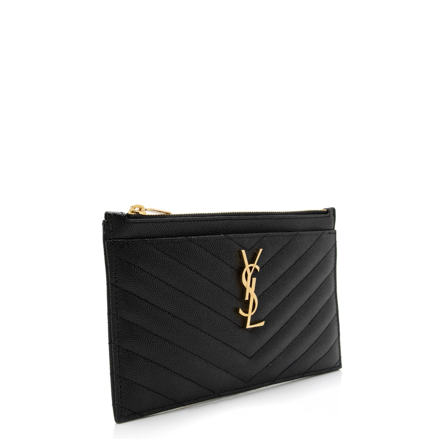 Saint Laurent Matelasse Grain de Poudre Monogram Cassandre Bill Pouch (SHF-23931)