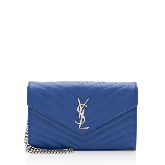 Saint Laurent Matelasse Grain de Poudre Monogram Chain Wallet