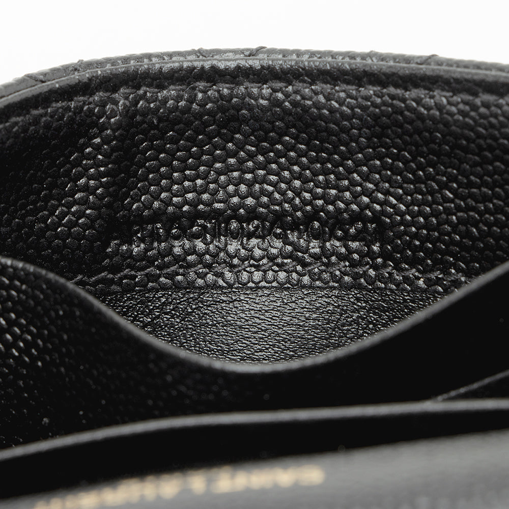Saint Laurent Matelasse Grain de Poudre Monogram Compact Trifold Wallet (SHF-21741)