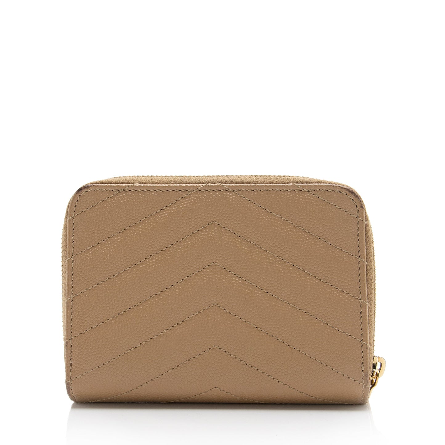 Saint Laurent Matelasse Grain de Poudre Monogram Compact Zip Around Wallet (SHF-23548)