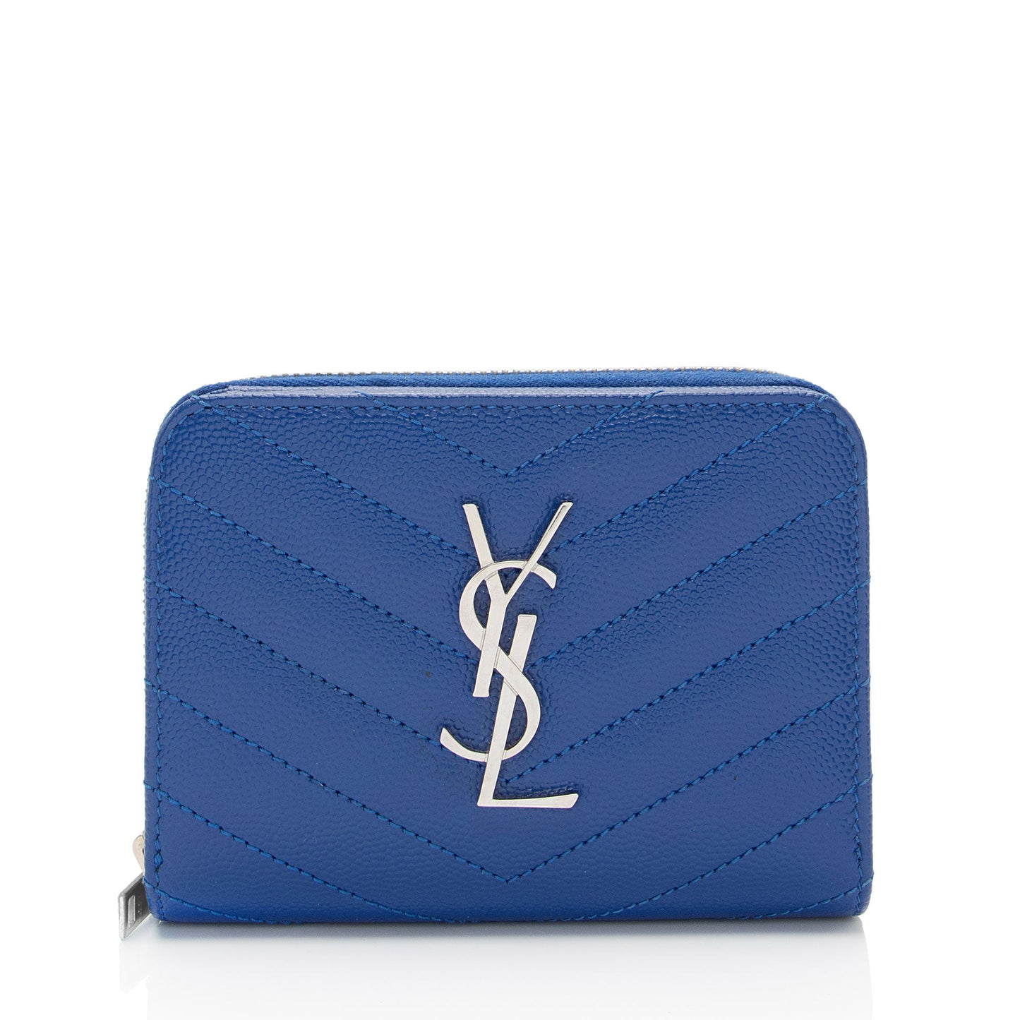Saint Laurent Matelasse Grain de Poudre Monogram Compact Zip Around Wallet (SHF-haBtSP)