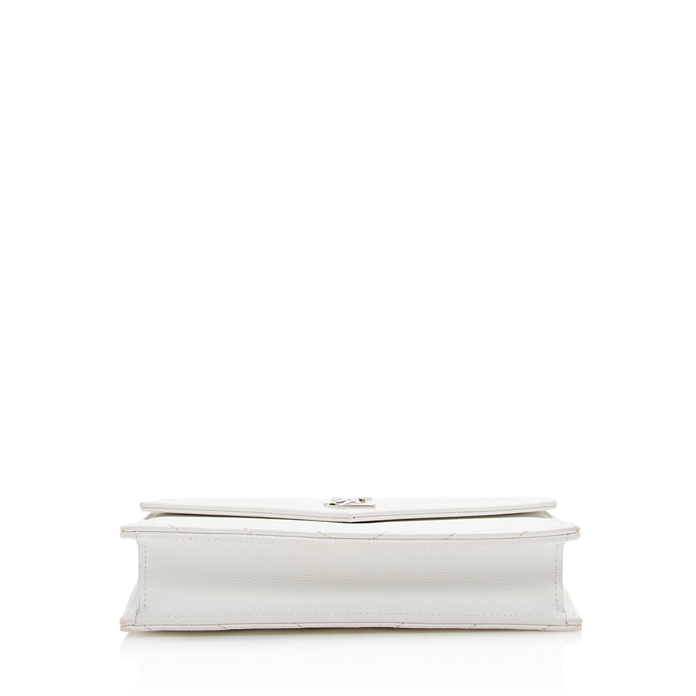 Saint Laurent Matelasse Grain de Poudre Monogram Envelope Chain Wallet (SHF-15981)