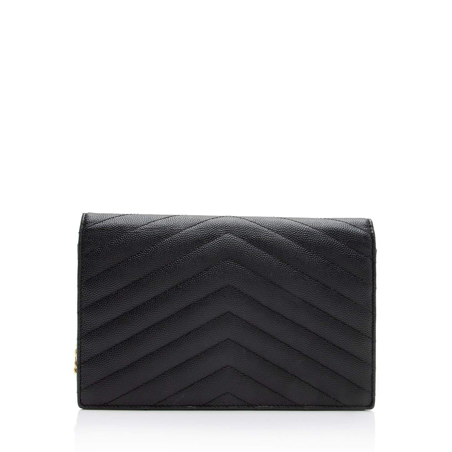 Saint Laurent Matelasse Grain de Poudre Monogram Envelope Chain Wallet (SHF-23410)