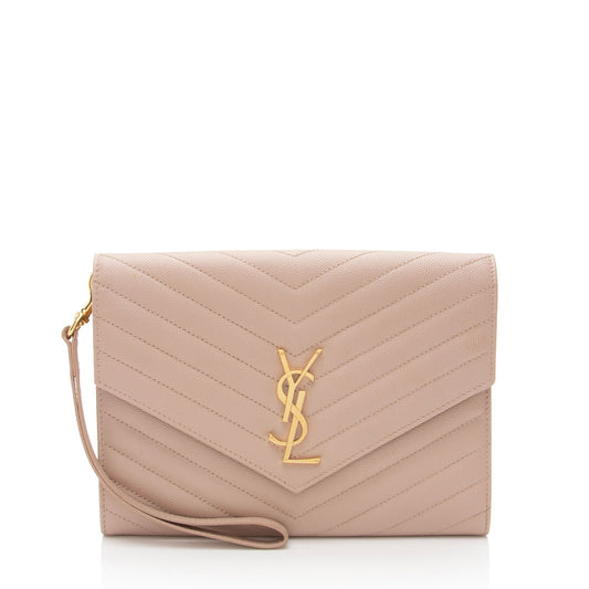 Saint Laurent Matelasse Grain de Poudre Monogram Envelope Pouch