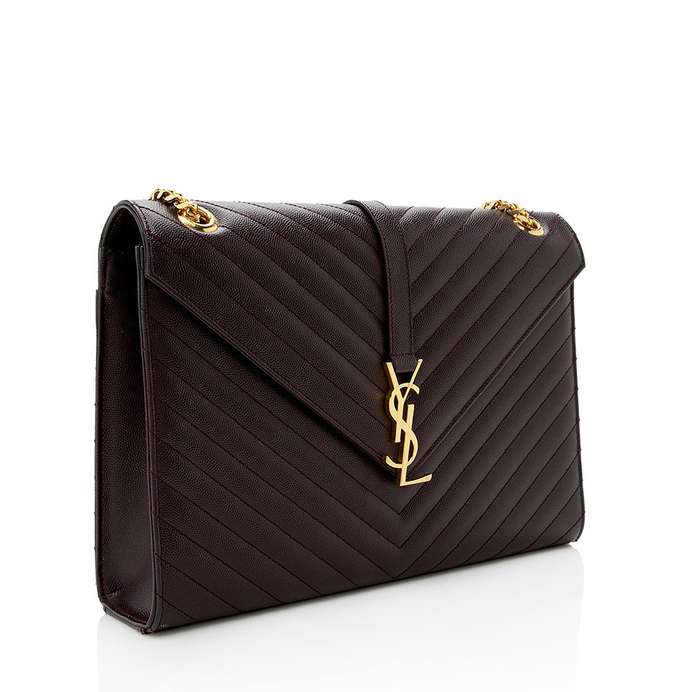 Saint Laurent Matelasse Grain de Poudre Monogram Large Shoulder Bag (SHF-18343)