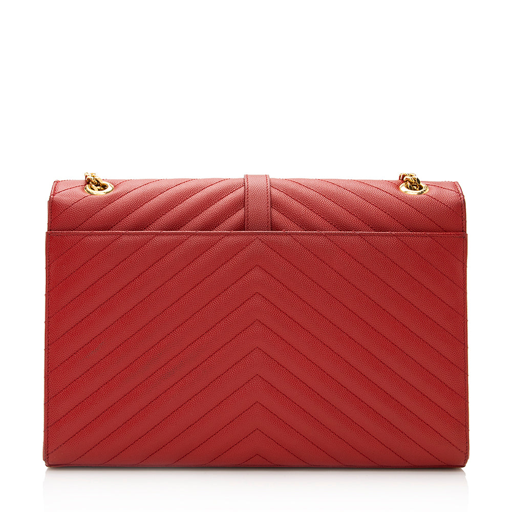 Saint Laurent Matelasse Grain de Poudre Monogram Large Shoulder Bag (SHF-21121)