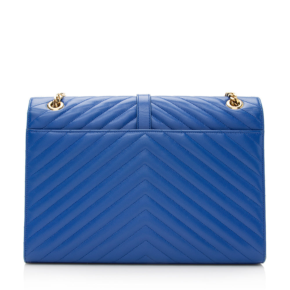 Saint Laurent Matelasse Grain de Poudre Monogram Large Shoulder Bag (SHF-21620)