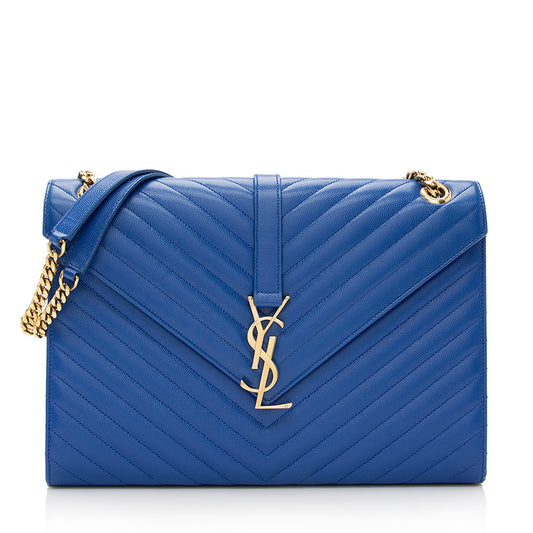Saint Laurent Matelasse Grain de Poudre Monogram Large Shoulder Bag (SHF-21620)