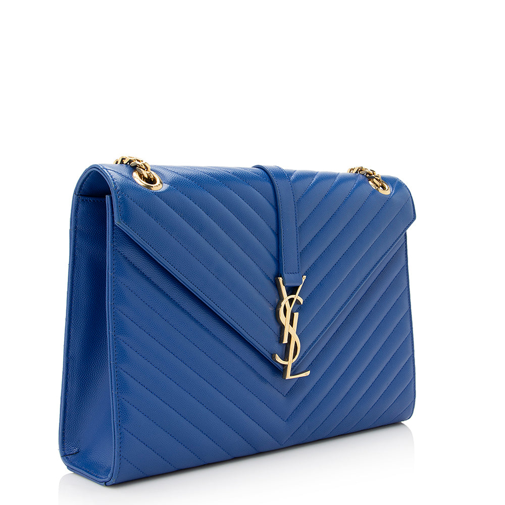 Saint Laurent Matelasse Grain de Poudre Monogram Large Shoulder Bag (SHF-21620)