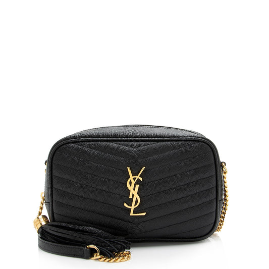 Saint Laurent Matelasse Grain de Poudre Monogram Lou Mini Camera Bag - FINAL SALE (SHF-23811)