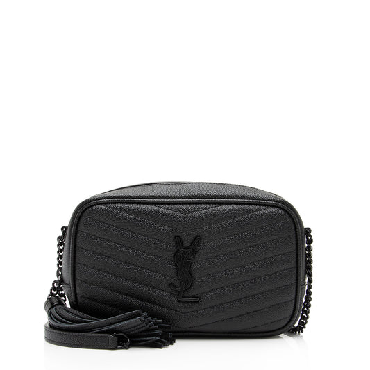 Saint Laurent Matelasse Grain de Poudre Monogram Lou Mini Camera Bag (SHF-1WB10U)