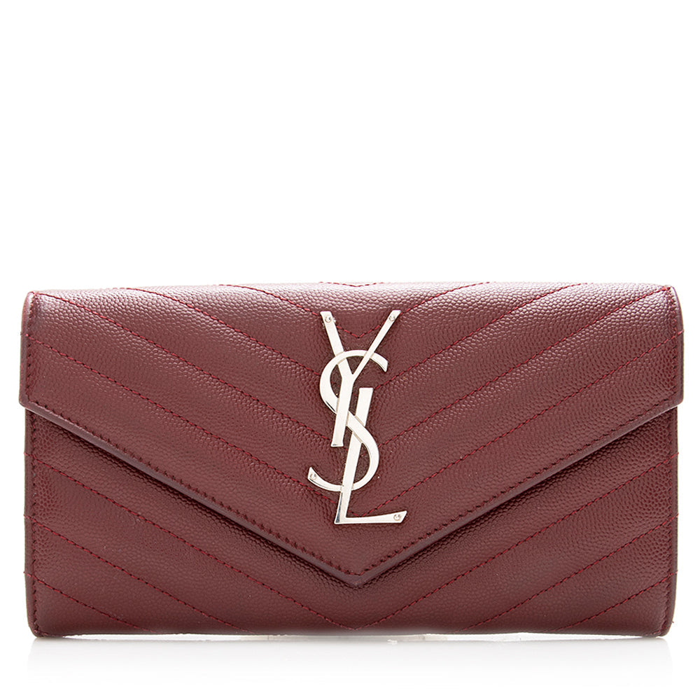 Saint Laurent Matelasse Grain de Poudre Monogram Wallet (SHF-18247)