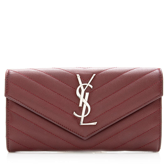Saint Laurent Matelasse Grain de Poudre Monogram Wallet (SHF-18247)
