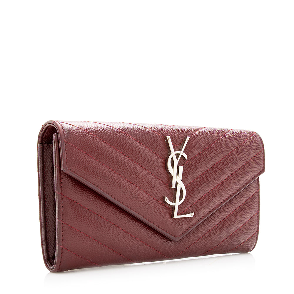 Saint Laurent Matelasse Grain de Poudre Monogram Wallet (SHF-18247)