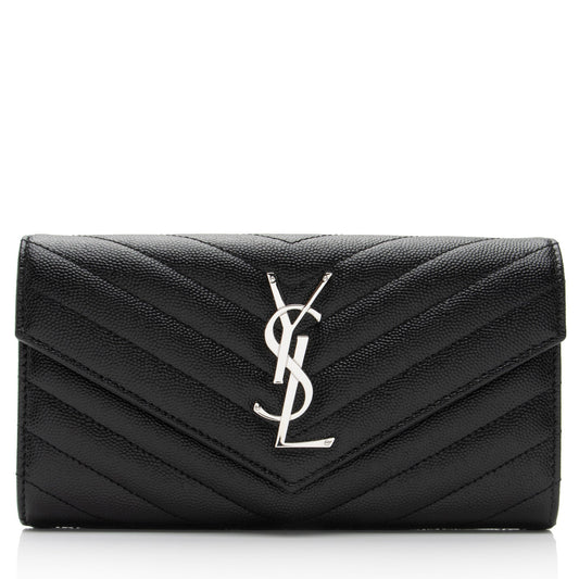 Saint Laurent Matelasse Grain de Poudre Monogram Wallet (SHF-RqA2Ig)