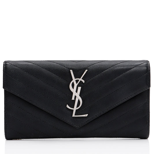 Saint Laurent Matelasse Grain de Poudre Monogram Wallet (SHF-YZtdVY)