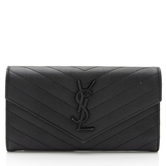 Saint Laurent Matelasse Grain de Poudre Monogram Wallet (SHF-XsSTMO)