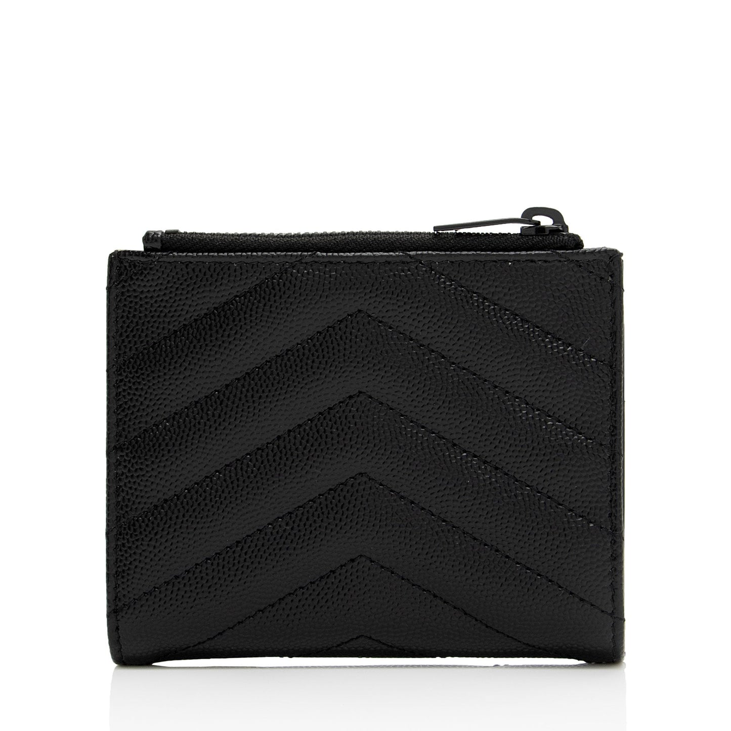 Saint Laurent Matelasse Grain de Poudre Monogram Zipper Card Case (SHF-JO7h9S)