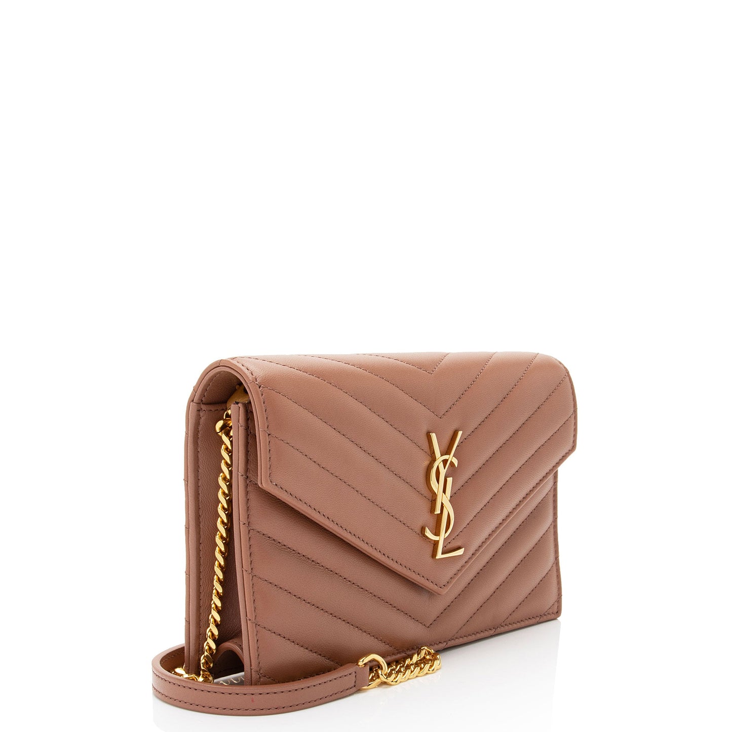 Saint Laurent Matelasse Lambskin Monogram Envelope Chain Wallet